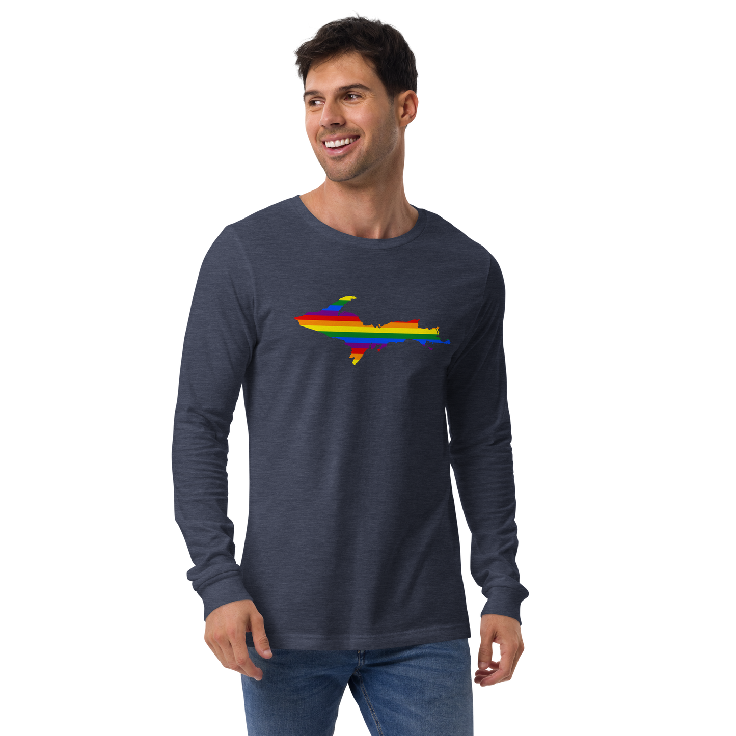 Michigan Upper Peninsula T-Shirt (w/ UP Pride Flag Outline) | Unisex Long Sleeve