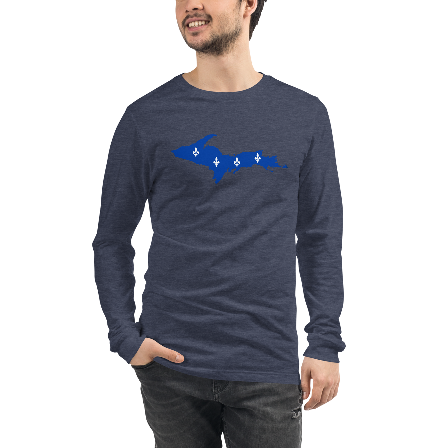 Michigan Upper Peninsula T-Shirt (w/ UP Quebec Flag Outline) | Unisex Long Sleeve