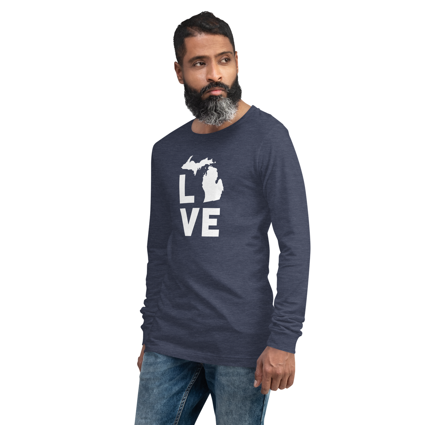 Michigan 'Love' T-Shirt (Geometric Sans Font) | Unisex Long Sleeve