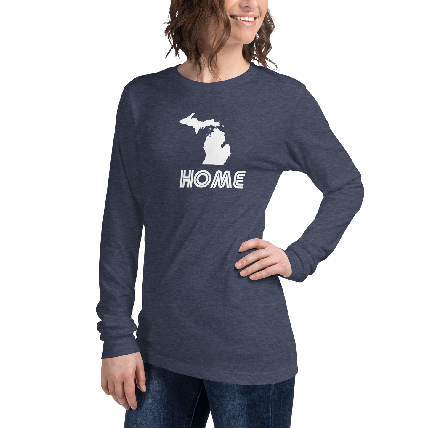 Michigan 'Home' T-Shirt (1970s Audiophile Font) | Unisex Long Sleeve