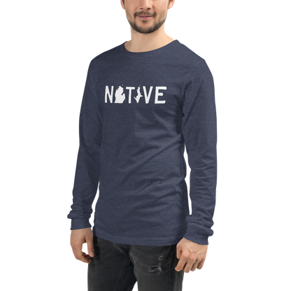 Michigan 'Native' T-Shirt (Licence Plate Font) | Unisex Long Sleeve