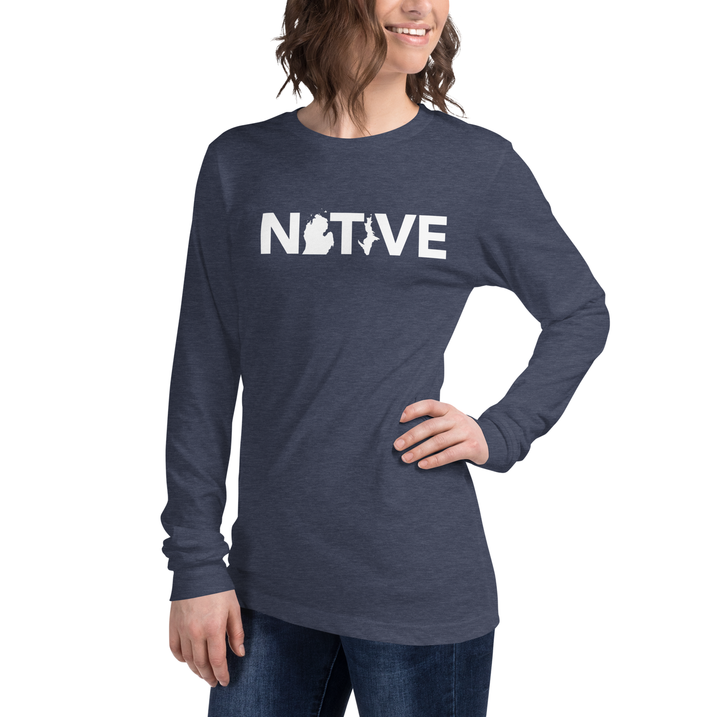 Michigan 'Native' T-Shirt (Geometric Sans Font) | Unisex Long Sleeve