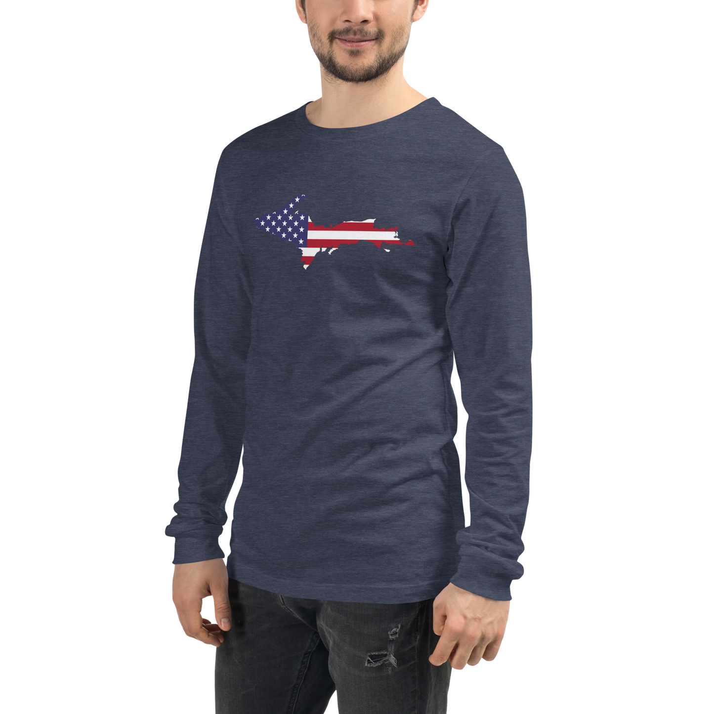 Michigan Upper Peninsula T-Shirt (w/ UP USA Flag Outline) | Unisex Long Sleeve