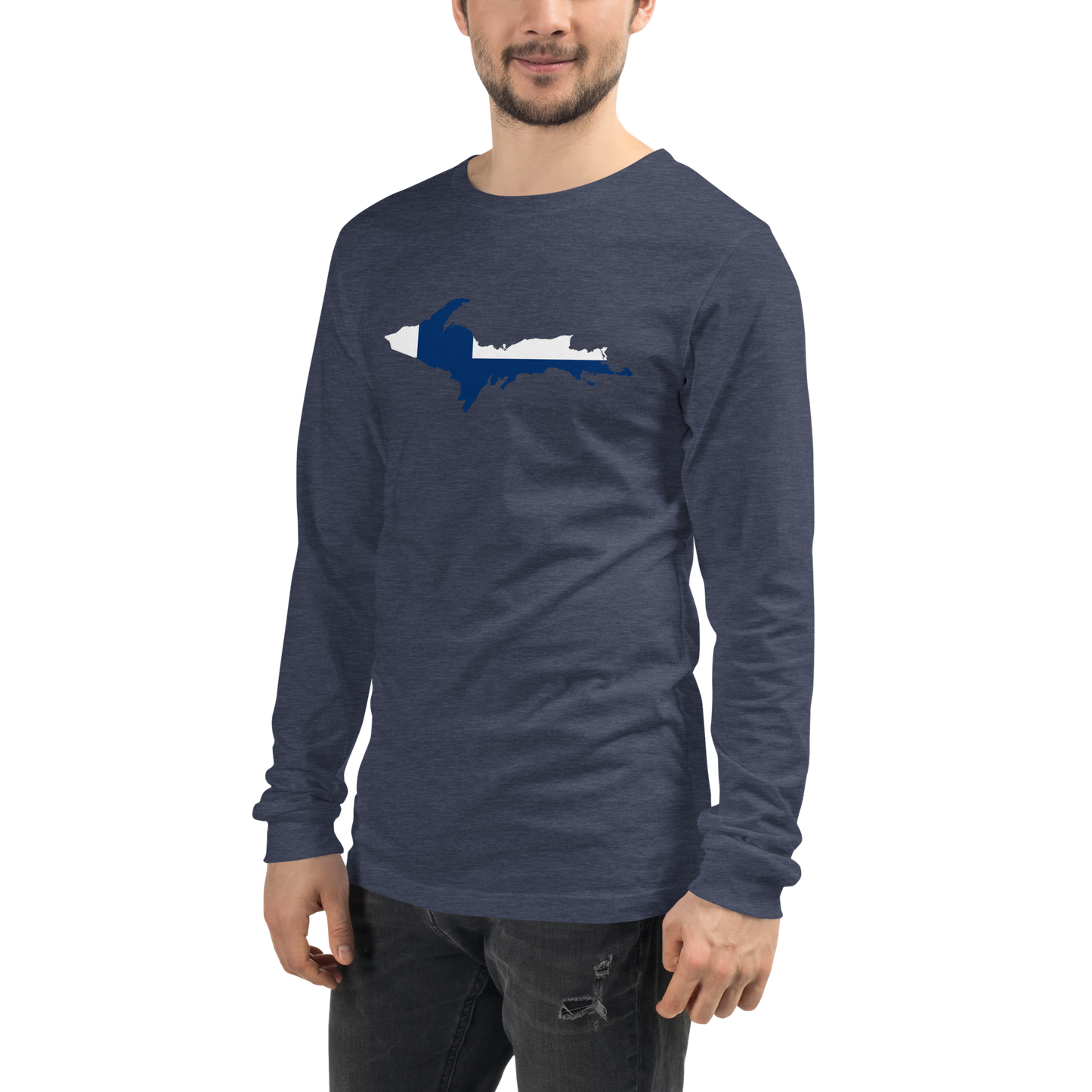 Michigan Upper Peninsula T-Shirt (w/ UP Finland Flag Outline) | Unisex Long Sleeve