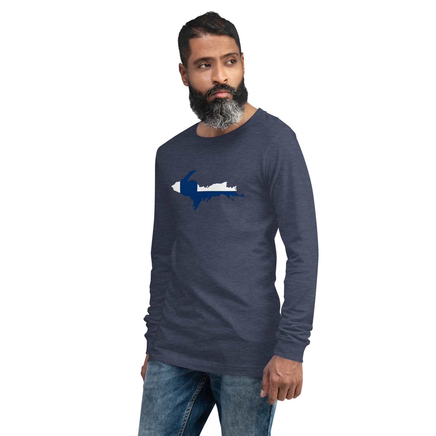 Michigan Upper Peninsula T-Shirt (w/ UP Finland Flag Outline) | Unisex Long Sleeve