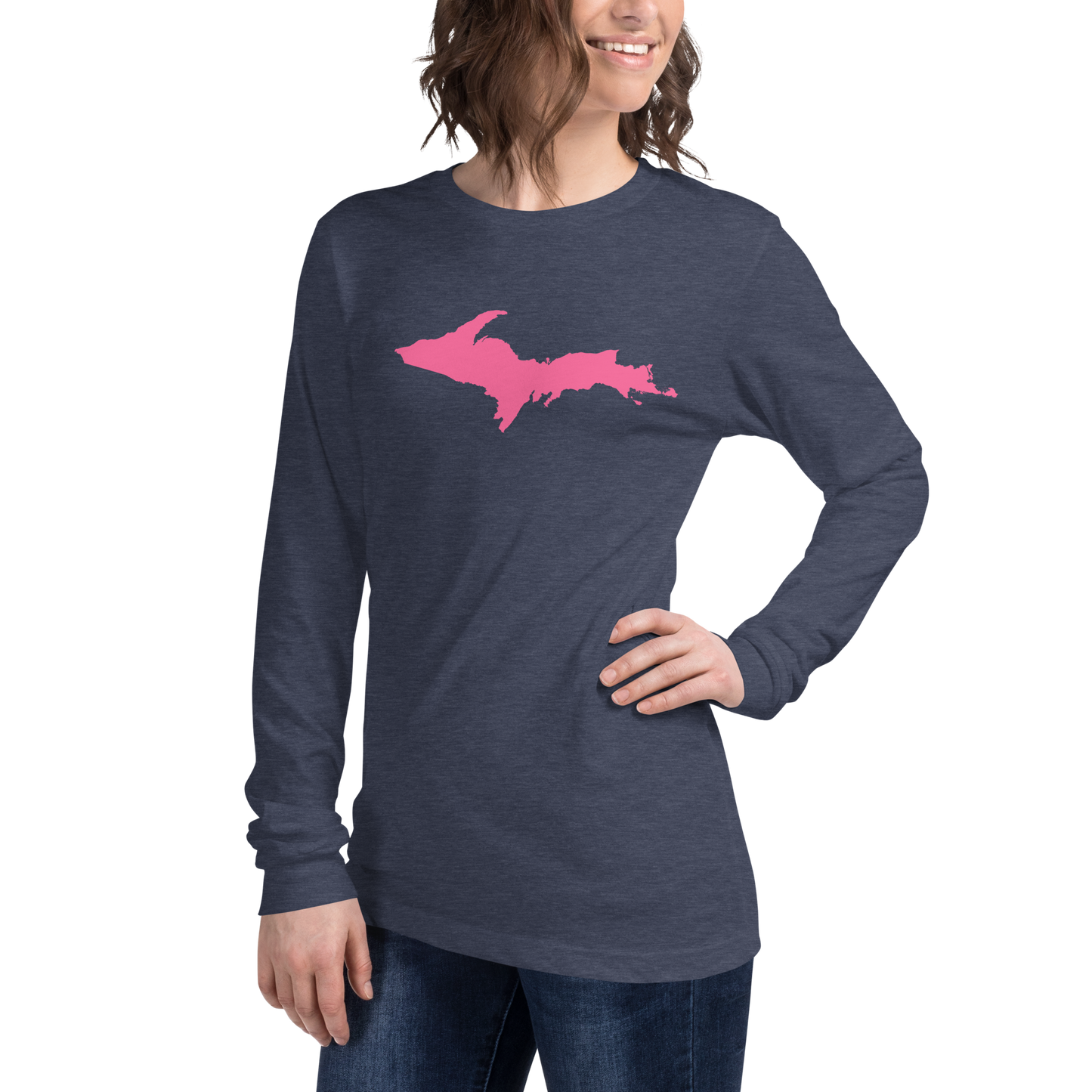 Michigan Upper Peninsula T-Shirt (w/ Pink UP Outline) | Unisex Long Sleeve