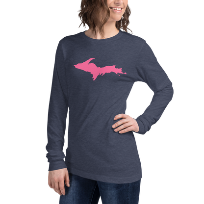 Michigan Upper Peninsula T-Shirt (w/ Pink UP Outline) | Unisex Long Sleeve