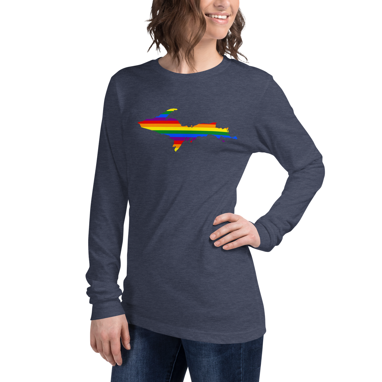 Michigan Upper Peninsula T-Shirt (w/ UP Pride Flag Outline) | Unisex Long Sleeve