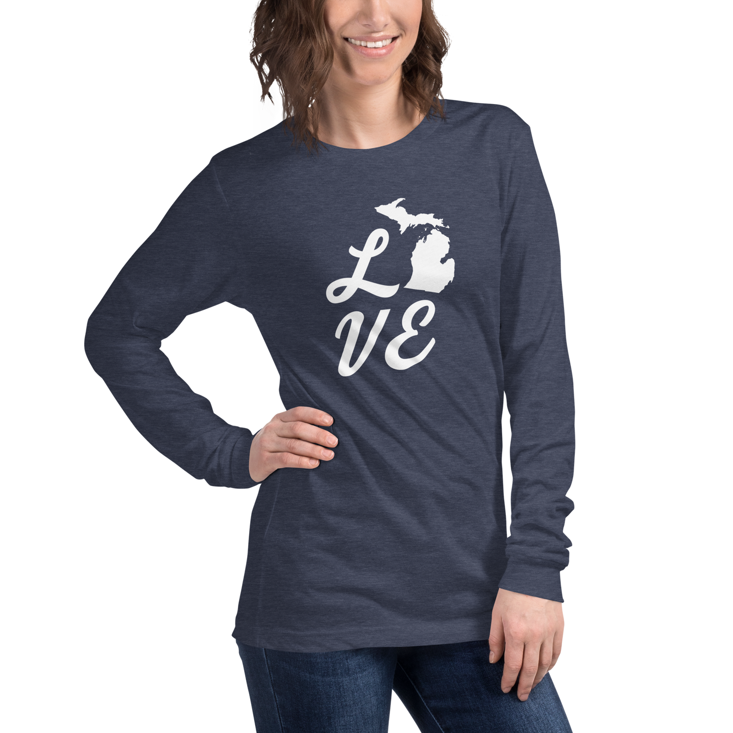 Michigan 'Love' T-Shirt (Retro Script Font) | Unisex Long Sleeve