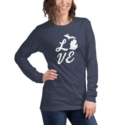 Michigan 'Love' T-Shirt (Retro Script Font) | Unisex Long Sleeve