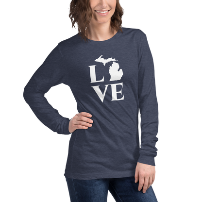 Michigan 'Love' T-Shirt (Roman Serif Font) | Unisex Long Sleeve