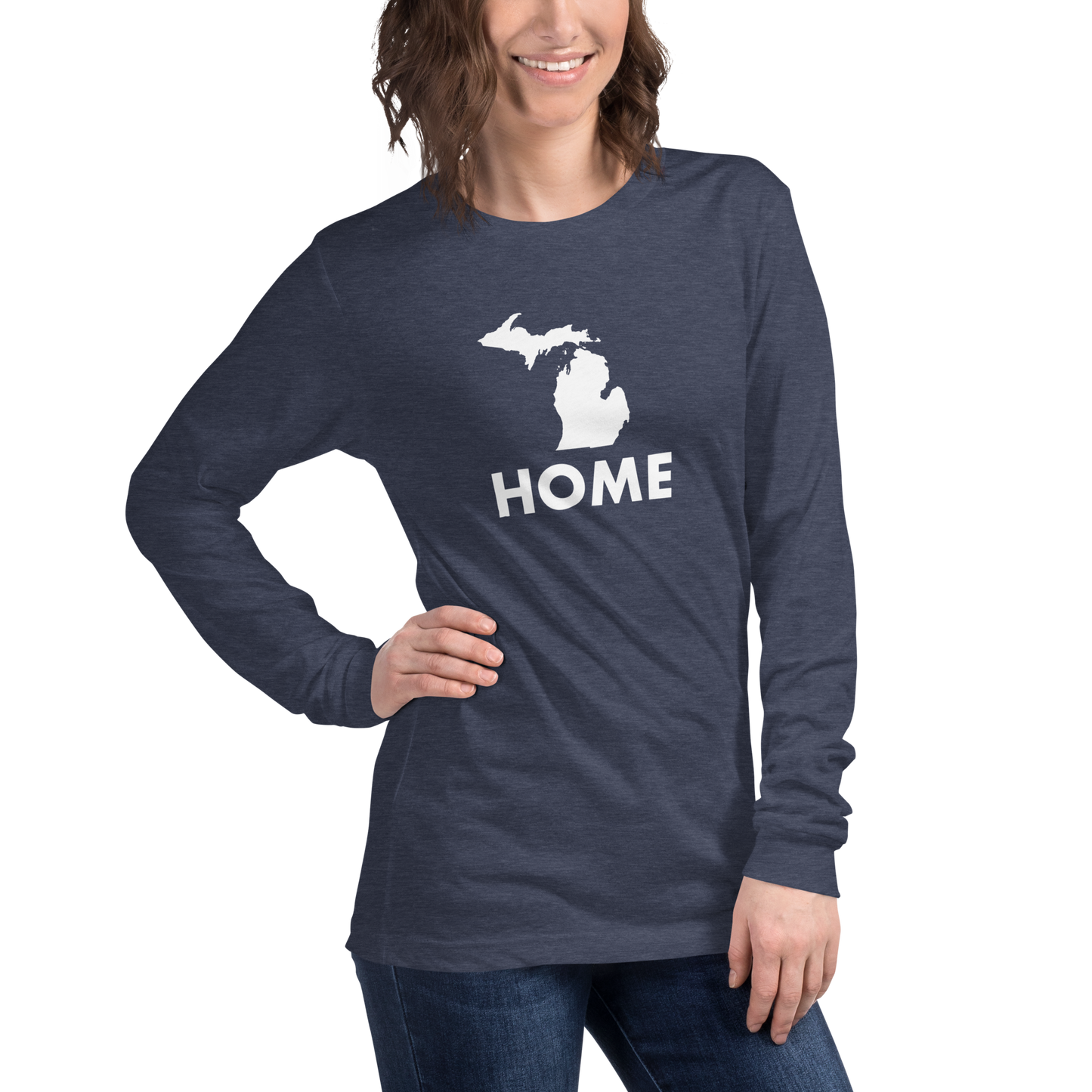 Michigan 'Home' T-Shirt (Geometric Sans Font) | Unisex Long Sleeve