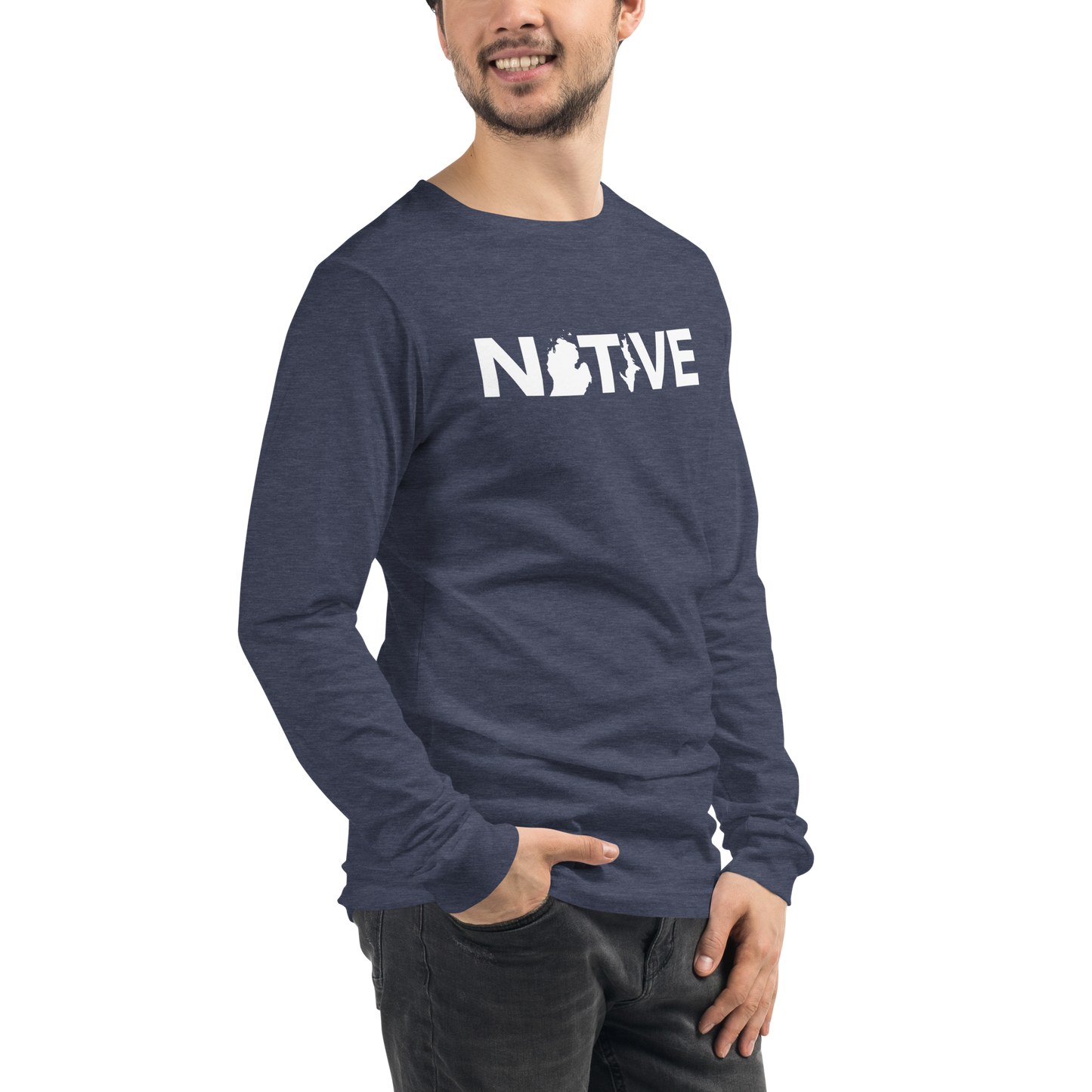 Michigan 'Native' T-Shirt (Geometric Sans Font) | Unisex Long Sleeve