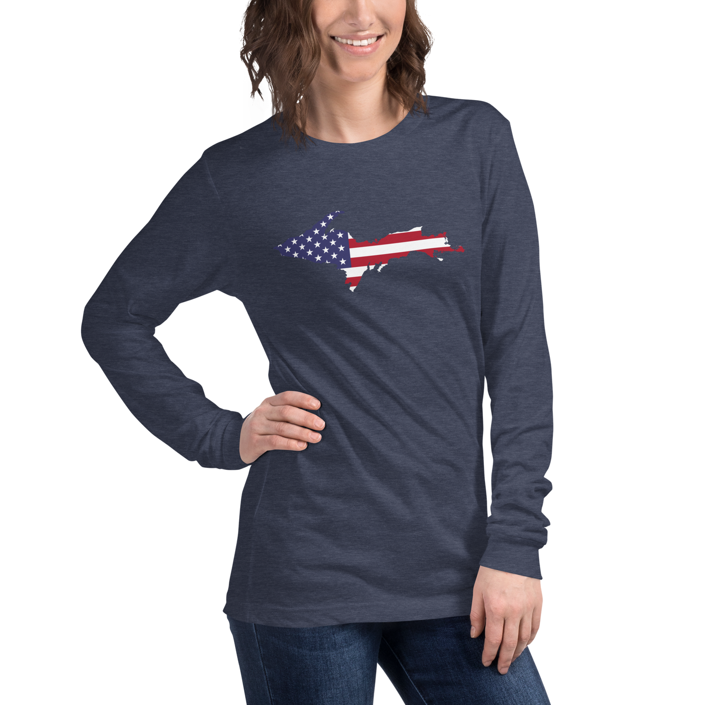 Michigan Upper Peninsula T-Shirt (w/ UP USA Flag Outline) | Unisex Long Sleeve