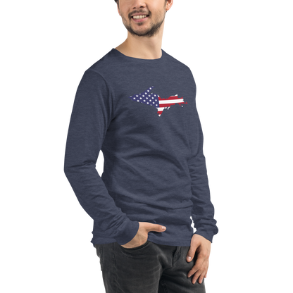 Michigan Upper Peninsula T-Shirt (w/ UP USA Flag Outline) | Unisex Long Sleeve