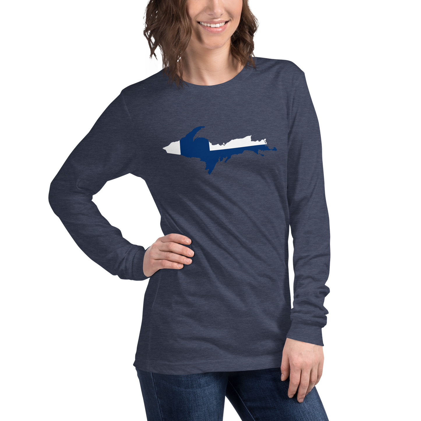 Michigan Upper Peninsula T-Shirt (w/ UP Finland Flag Outline) | Unisex Long Sleeve