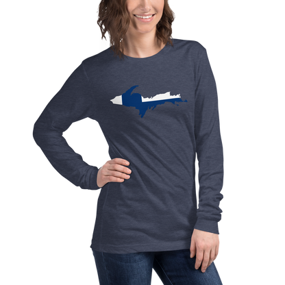 Michigan Upper Peninsula T-Shirt (w/ UP Finland Flag Outline) | Unisex Long Sleeve