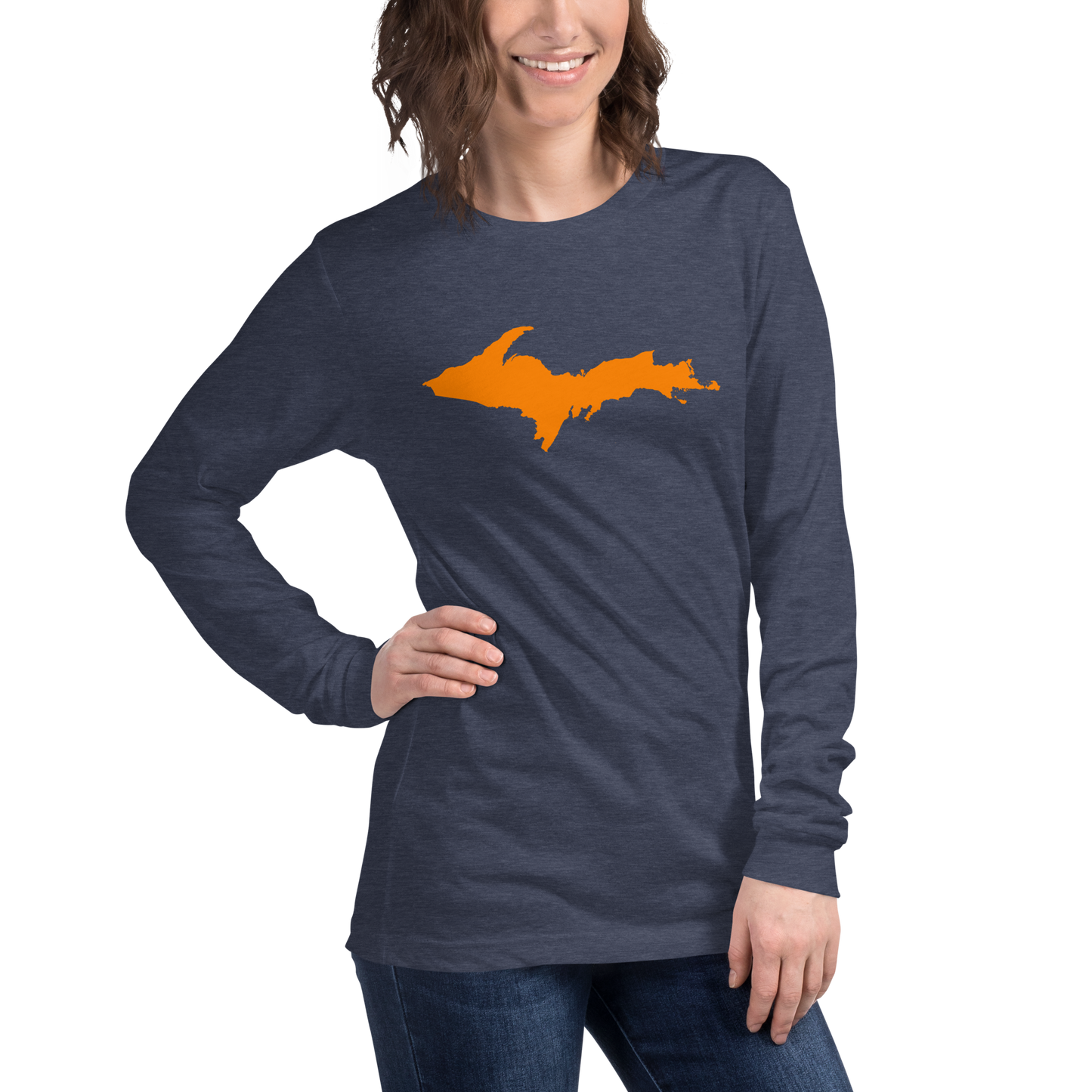 Michigan Upper Peninsula T-Shirt (w/ Orange UP Outline) | Unisex Long Sleeve