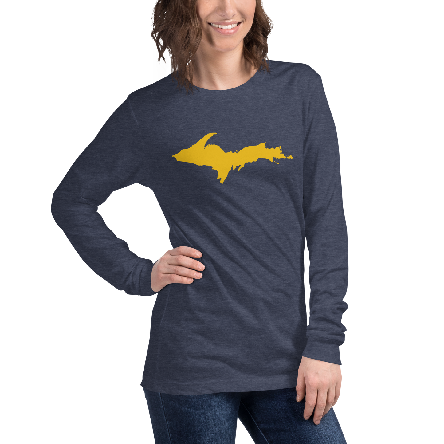 Michigan Upper Peninsula T-Shirt (w/ Gold UP Outline) | Unisex Long Sleeve