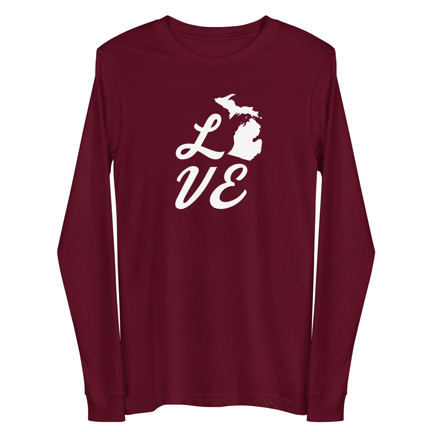 Michigan 'Love' T-Shirt (Retro Script Font) | Unisex Long Sleeve