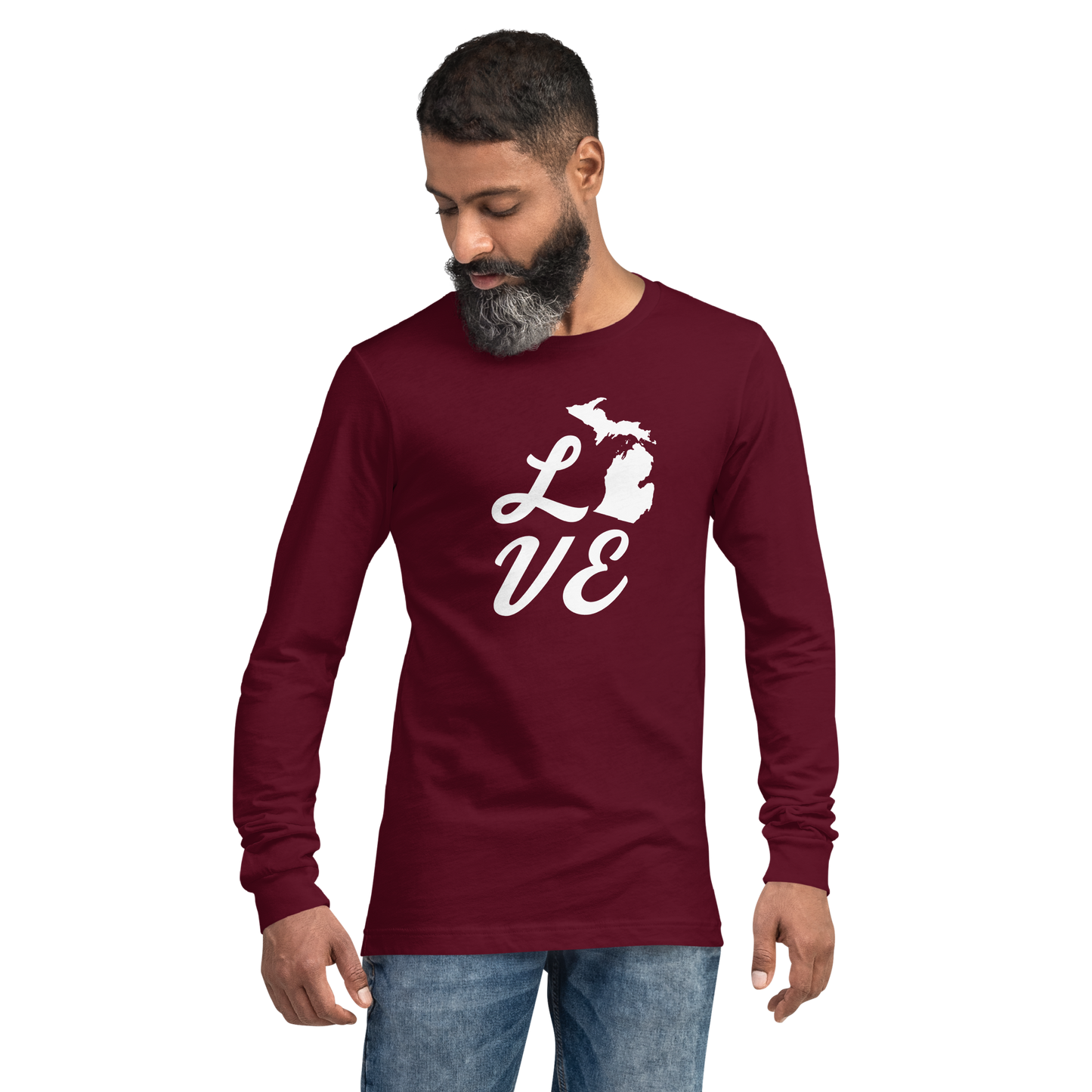 Michigan 'Love' T-Shirt (Retro Script Font) | Unisex Long Sleeve