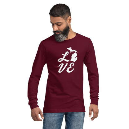 Michigan 'Love' T-Shirt (Retro Script Font) | Unisex Long Sleeve