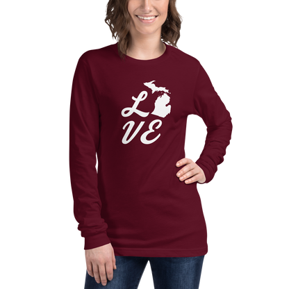 Michigan 'Love' T-Shirt (Retro Script Font) | Unisex Long Sleeve