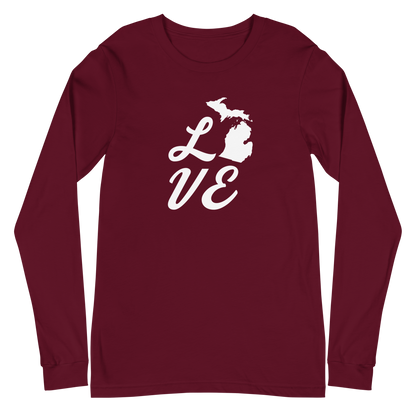 Michigan 'Love' T-Shirt (Retro Script Font) | Unisex Long Sleeve