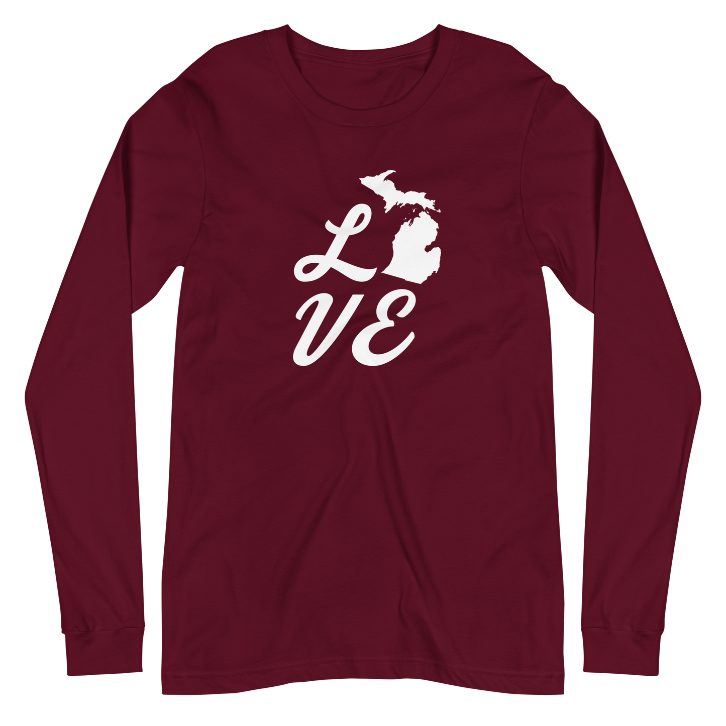 Michigan 'Love' T-Shirt (Retro Script Font) | Unisex Long Sleeve