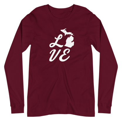 Michigan 'Love' T-Shirt (Retro Script Font) | Unisex Long Sleeve