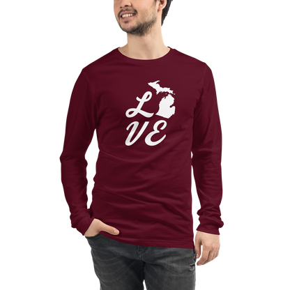 Michigan 'Love' T-Shirt (Retro Script Font) | Unisex Long Sleeve