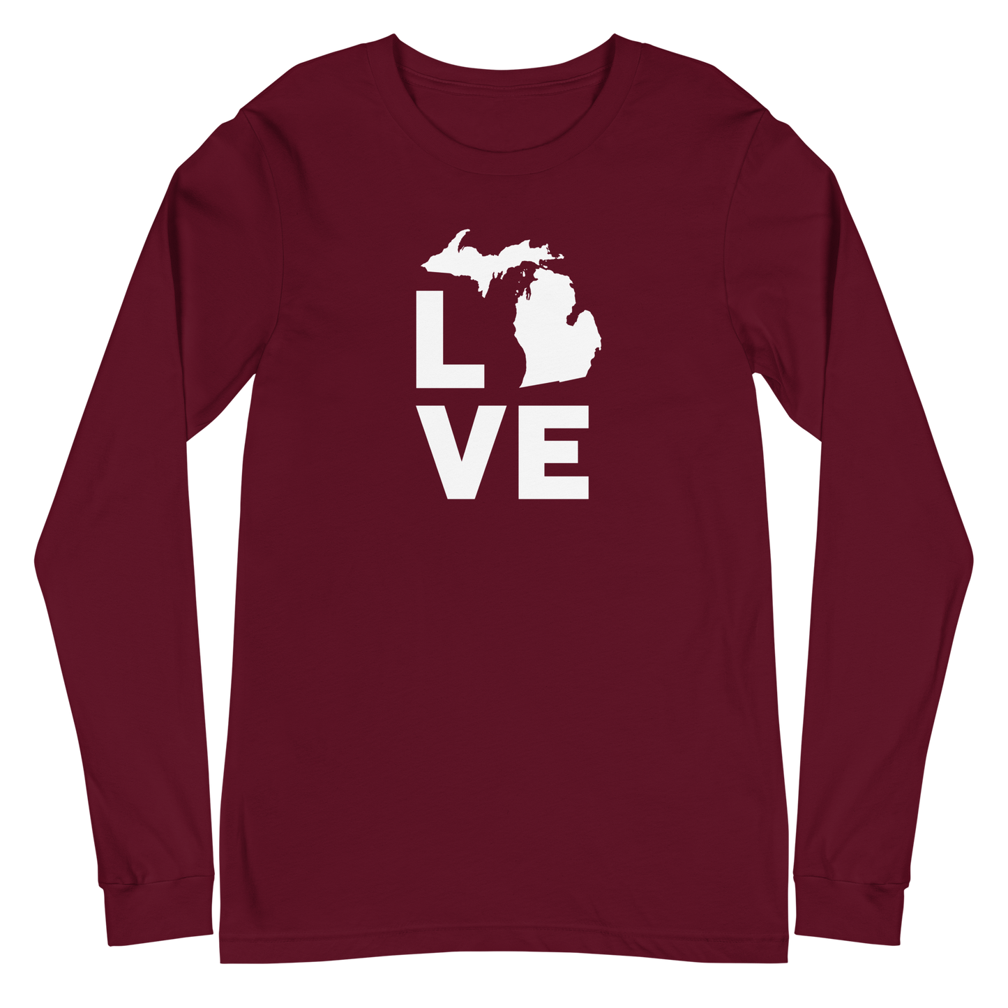 Michigan 'Love' T-Shirt (Geometric Sans Font) | Unisex Long Sleeve