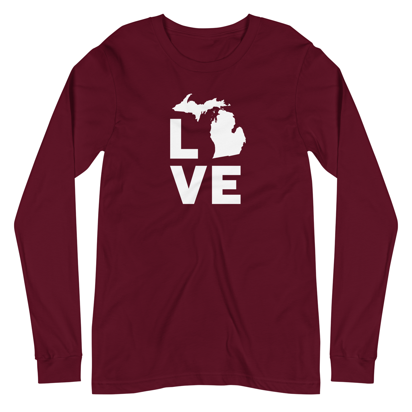 Michigan 'Love' T-Shirt (Geometric Sans Font) | Unisex Long Sleeve