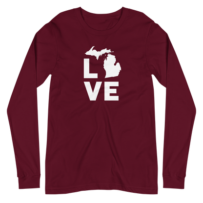 Michigan 'Love' T-Shirt (Geometric Sans Font) | Unisex Long Sleeve