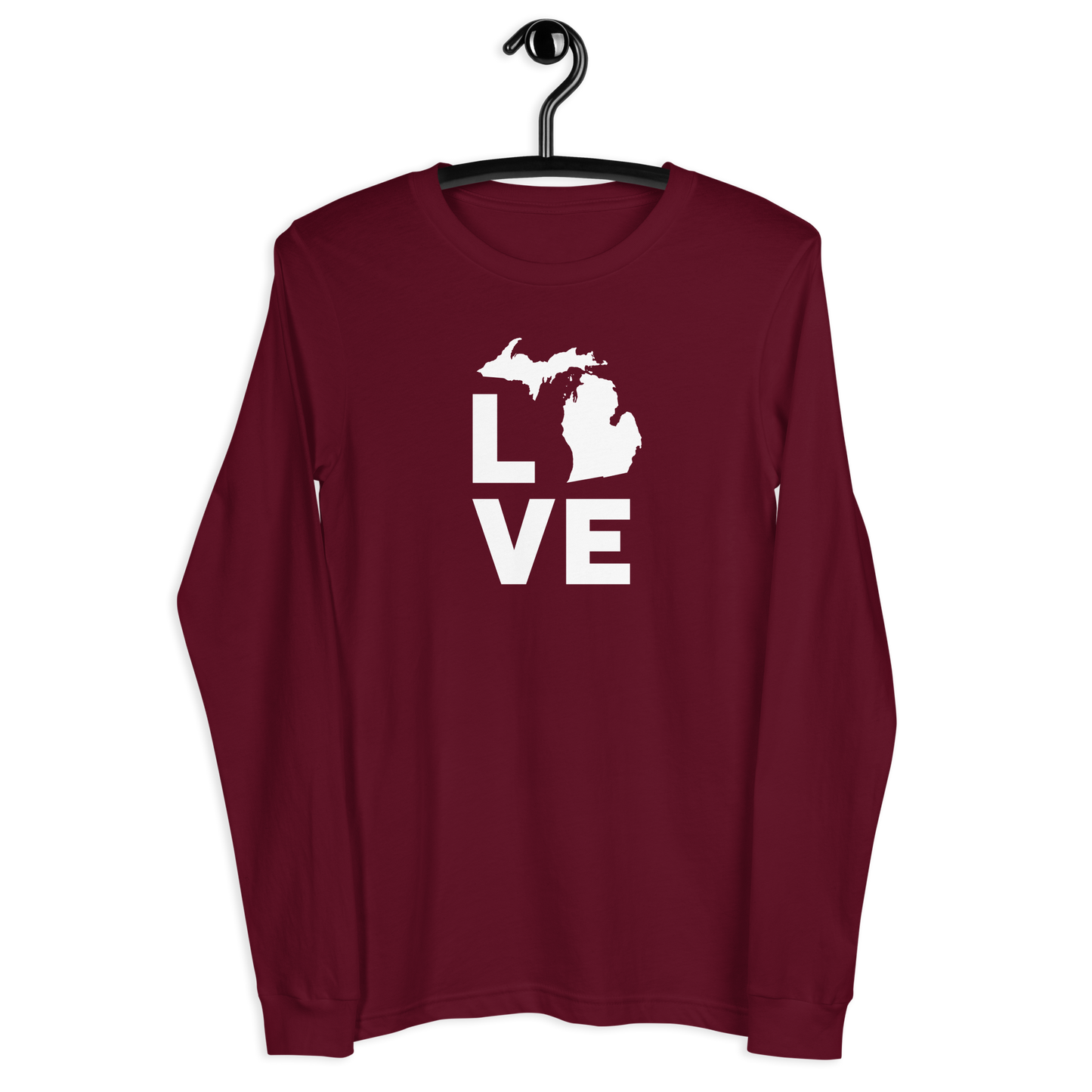 Michigan 'Love' T-Shirt (Geometric Sans Font) | Unisex Long Sleeve