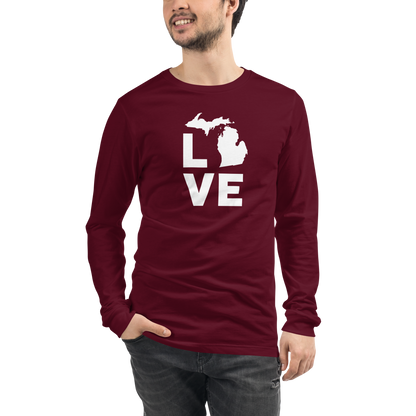 Michigan 'Love' T-Shirt (Geometric Sans Font) | Unisex Long Sleeve