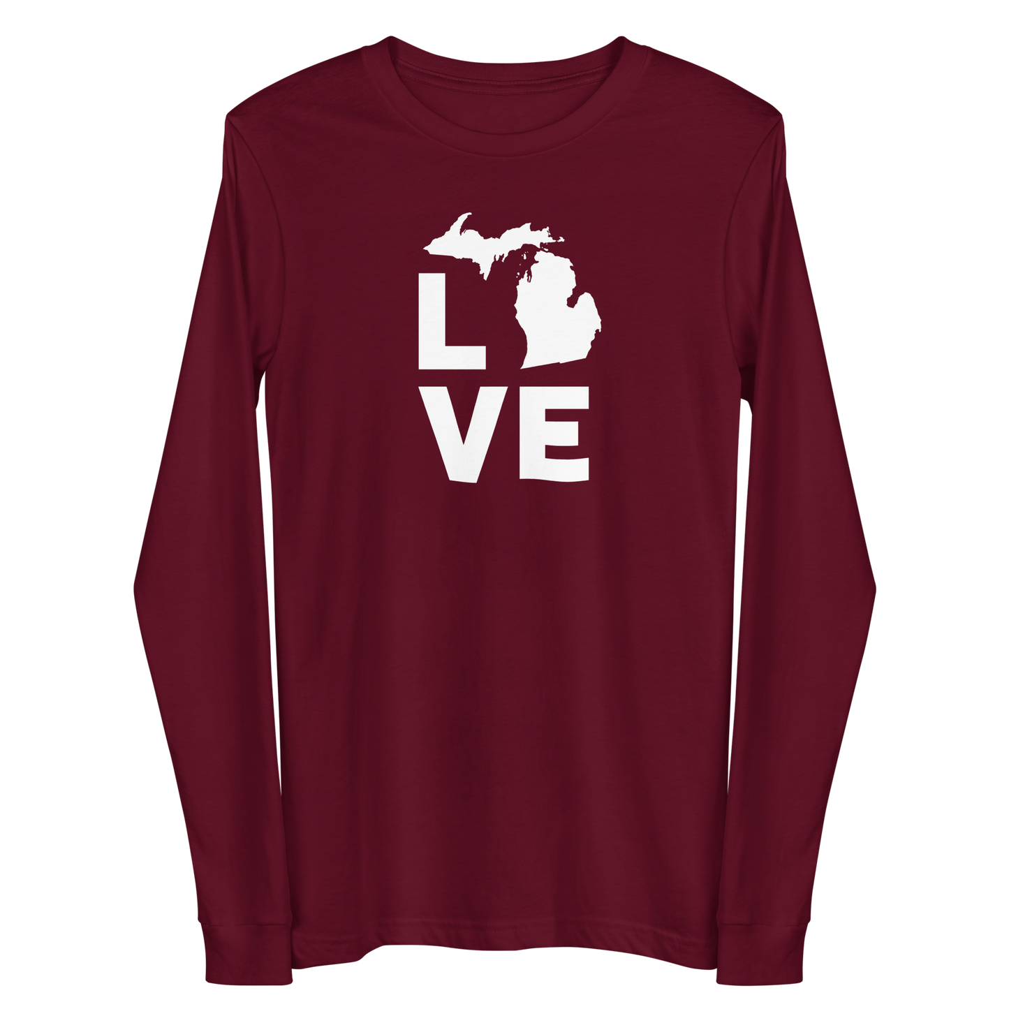 Michigan 'Love' T-Shirt (Geometric Sans Font) | Unisex Long Sleeve