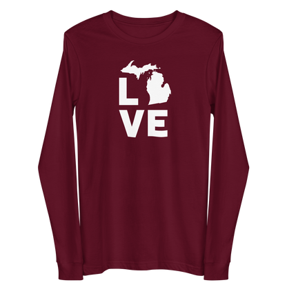 Michigan 'Love' T-Shirt (Geometric Sans Font) | Unisex Long Sleeve