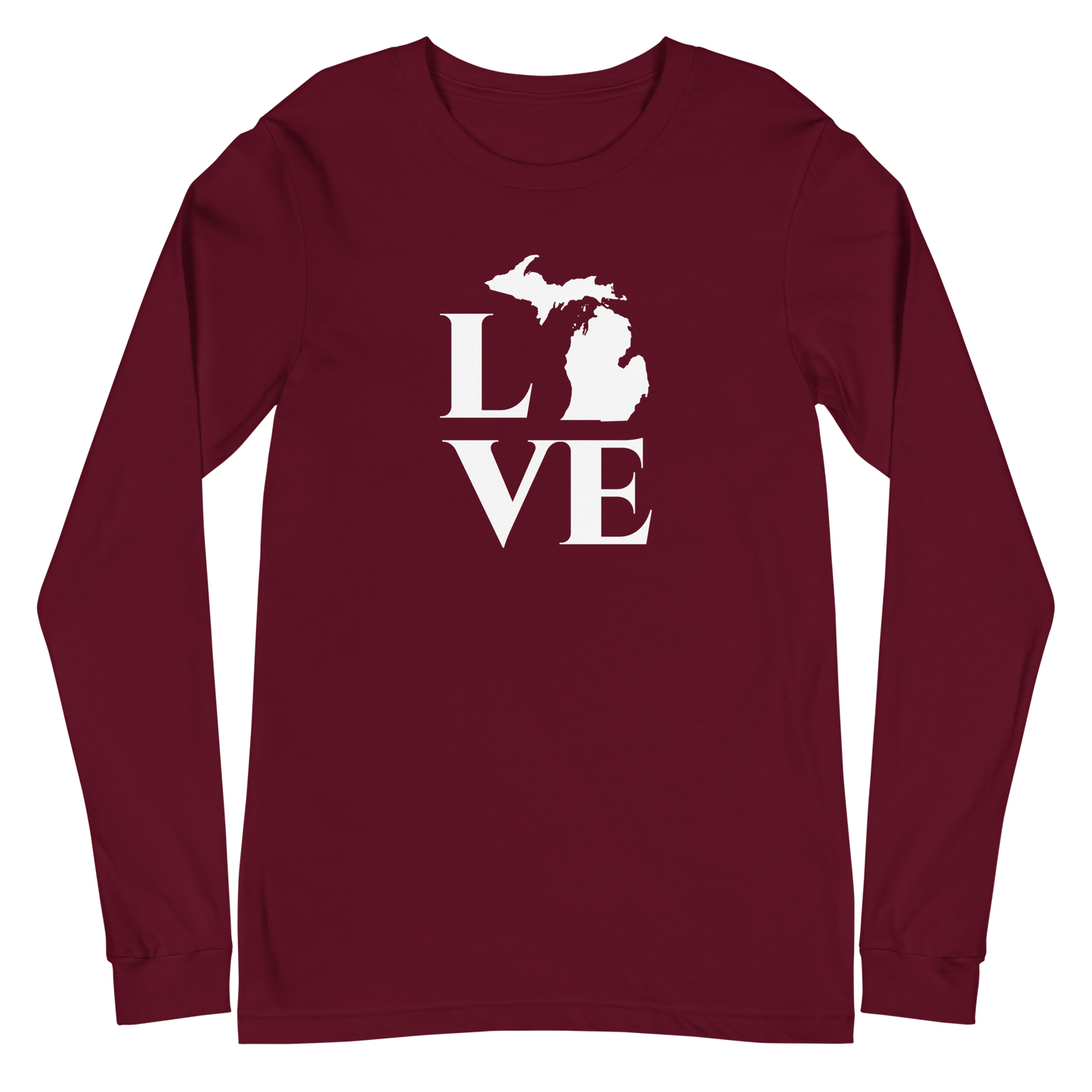 Michigan 'Love' T-Shirt (Roman Serif Font) | Unisex Long Sleeve