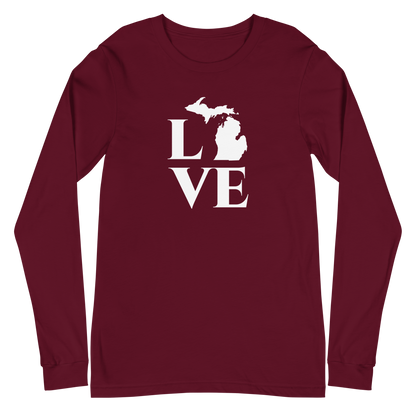 Michigan 'Love' T-Shirt (Roman Serif Font) | Unisex Long Sleeve