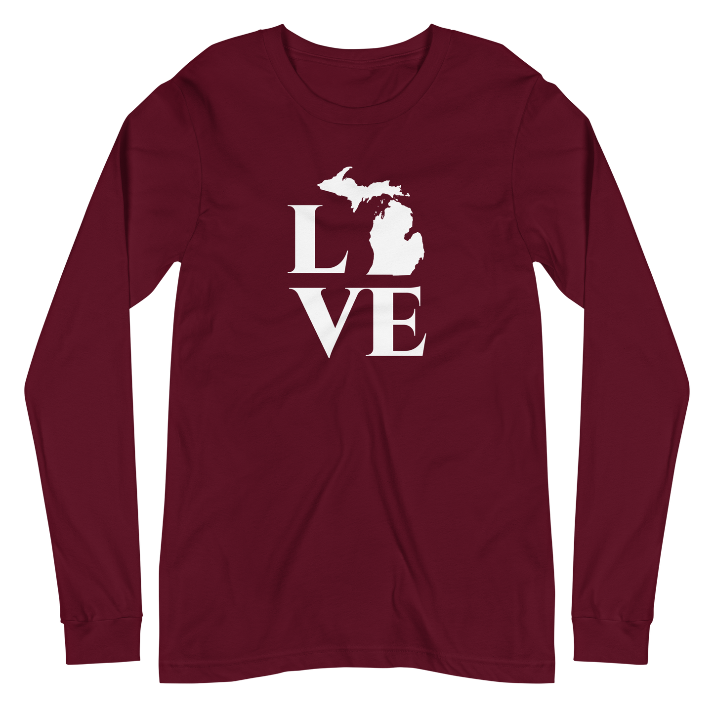 Michigan 'Love' T-Shirt (Roman Serif Font) | Unisex Long Sleeve