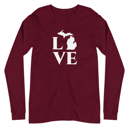 Michigan 'Love' T-Shirt (Roman Serif Font) | Unisex Long Sleeve