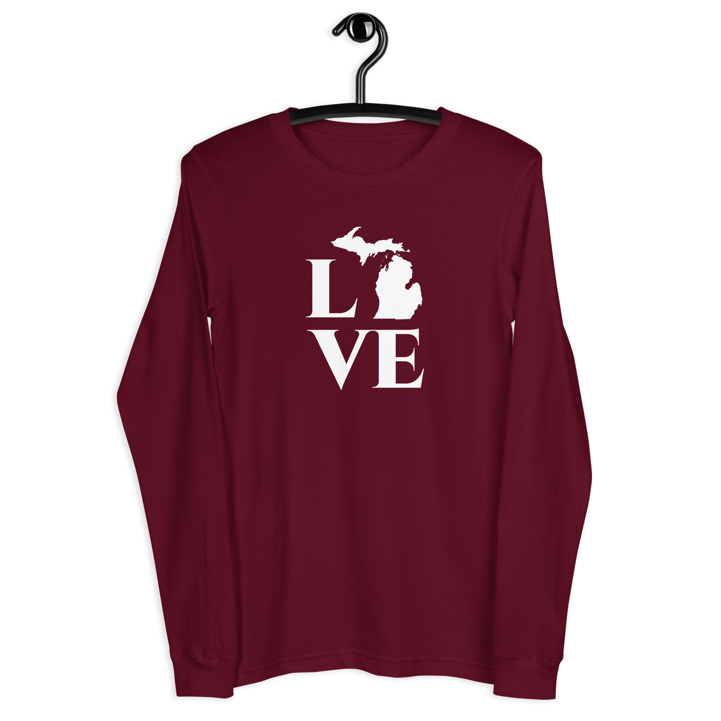 Michigan 'Love' T-Shirt (Roman Serif Font) | Unisex Long Sleeve