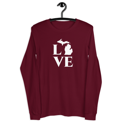 Michigan 'Love' T-Shirt (Roman Serif Font) | Unisex Long Sleeve