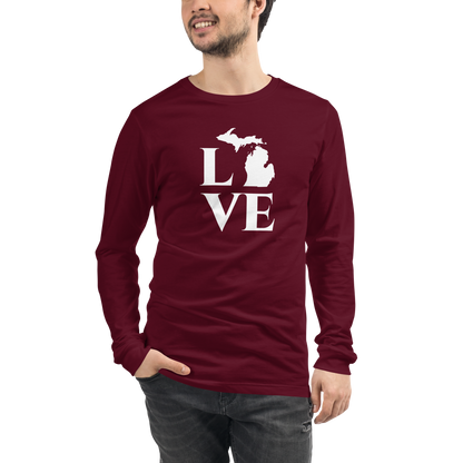 Michigan 'Love' T-Shirt (Roman Serif Font) | Unisex Long Sleeve