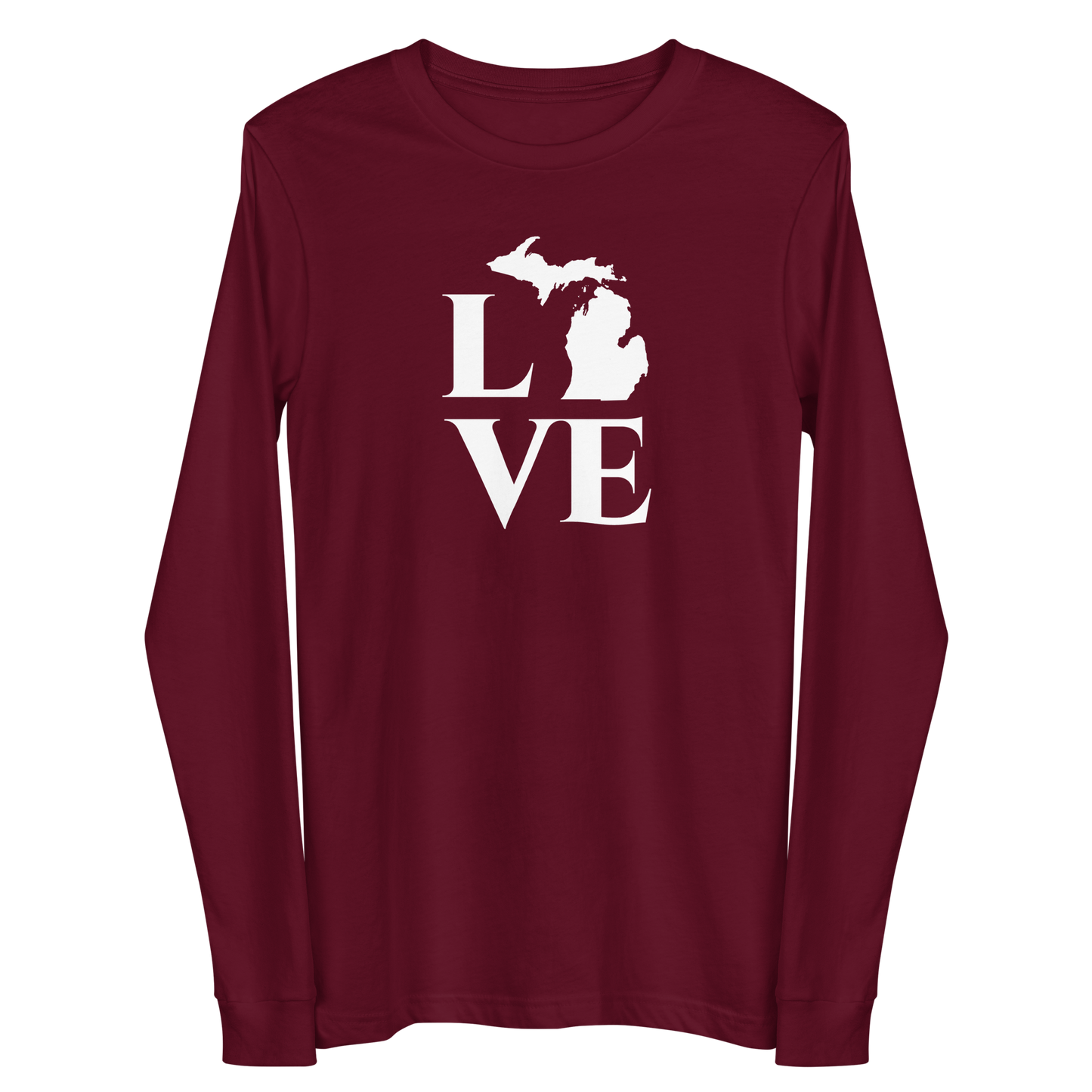 Michigan 'Love' T-Shirt (Roman Serif Font) | Unisex Long Sleeve