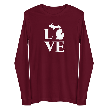 Michigan 'Love' T-Shirt (Roman Serif Font) | Unisex Long Sleeve