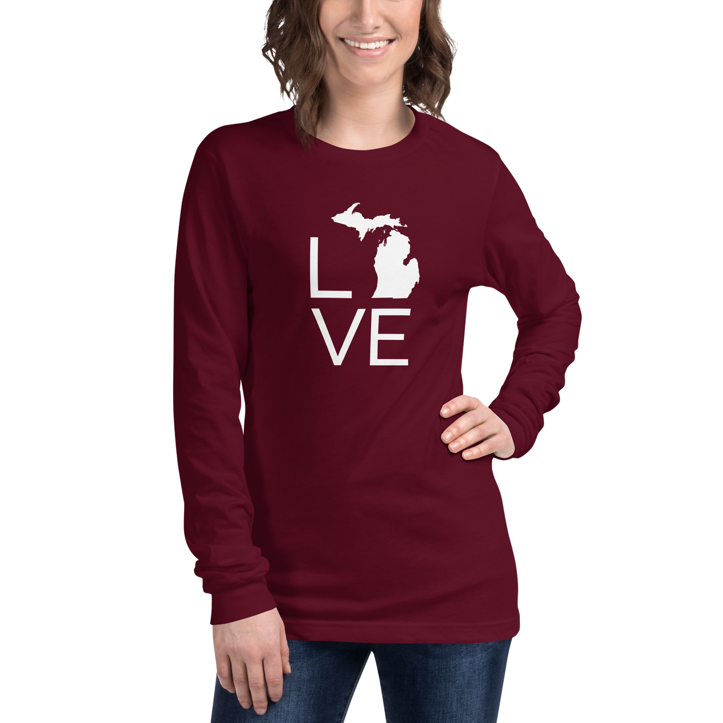 Michigan 'Love' T-Shirt (Thin Sans Font) | Unisex Long Sleeve