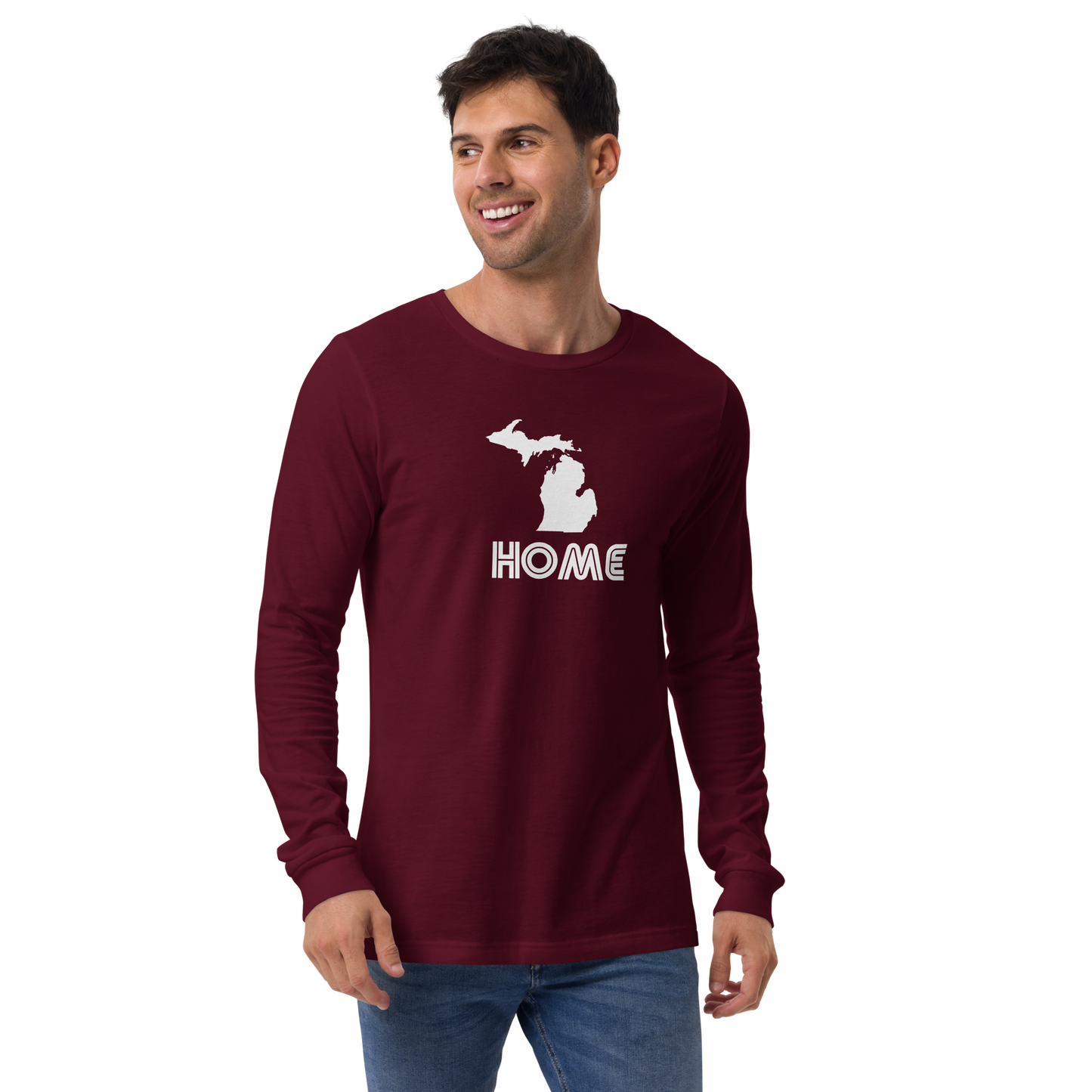 Michigan 'Home' T-Shirt (1970s Audiophile Font) | Unisex Long Sleeve