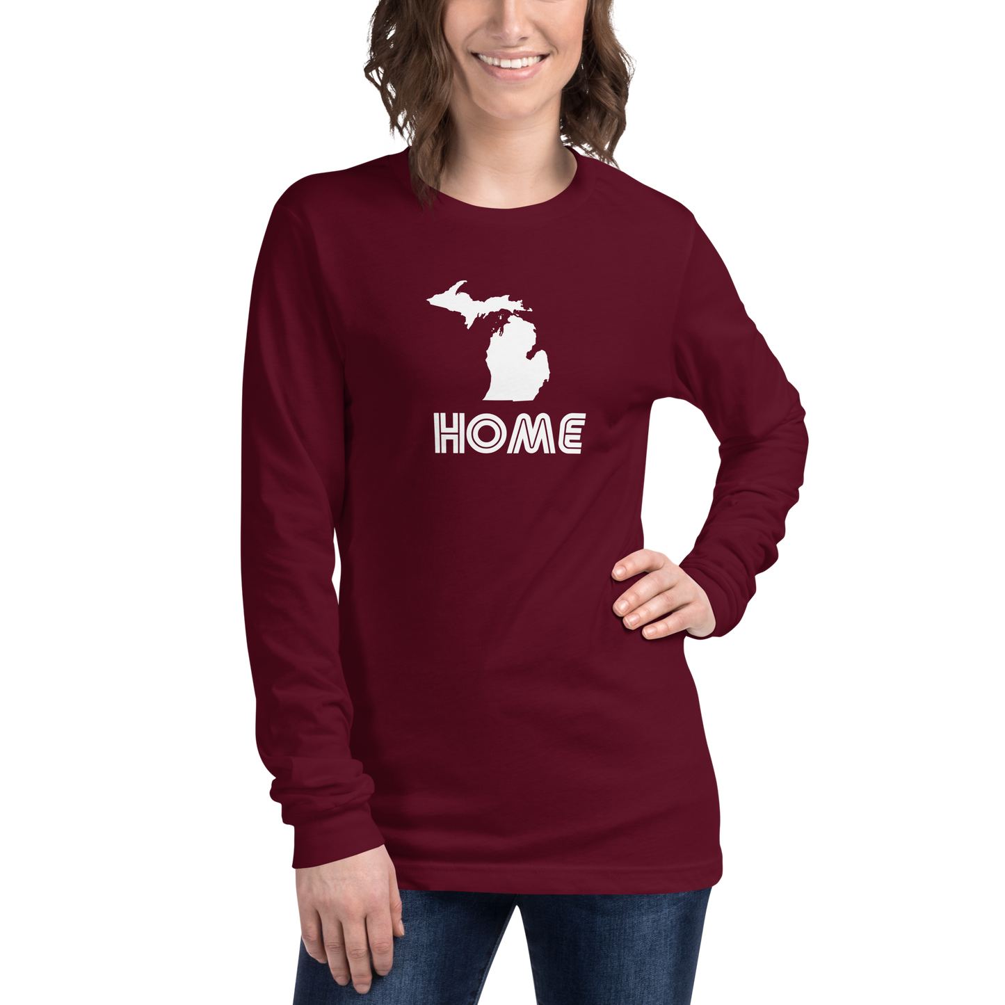 Michigan 'Home' T-Shirt (1970s Audiophile Font) | Unisex Long Sleeve